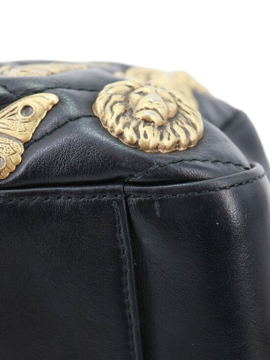 Gucci  GG Marmont Animal Studs Leather Backpack Black 476671